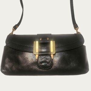 Vintage Yajna Korea Black Leather Clutch Crossbody Bag